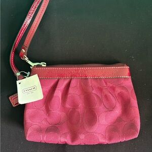 Coach Wristlet Clutch in Burgundy